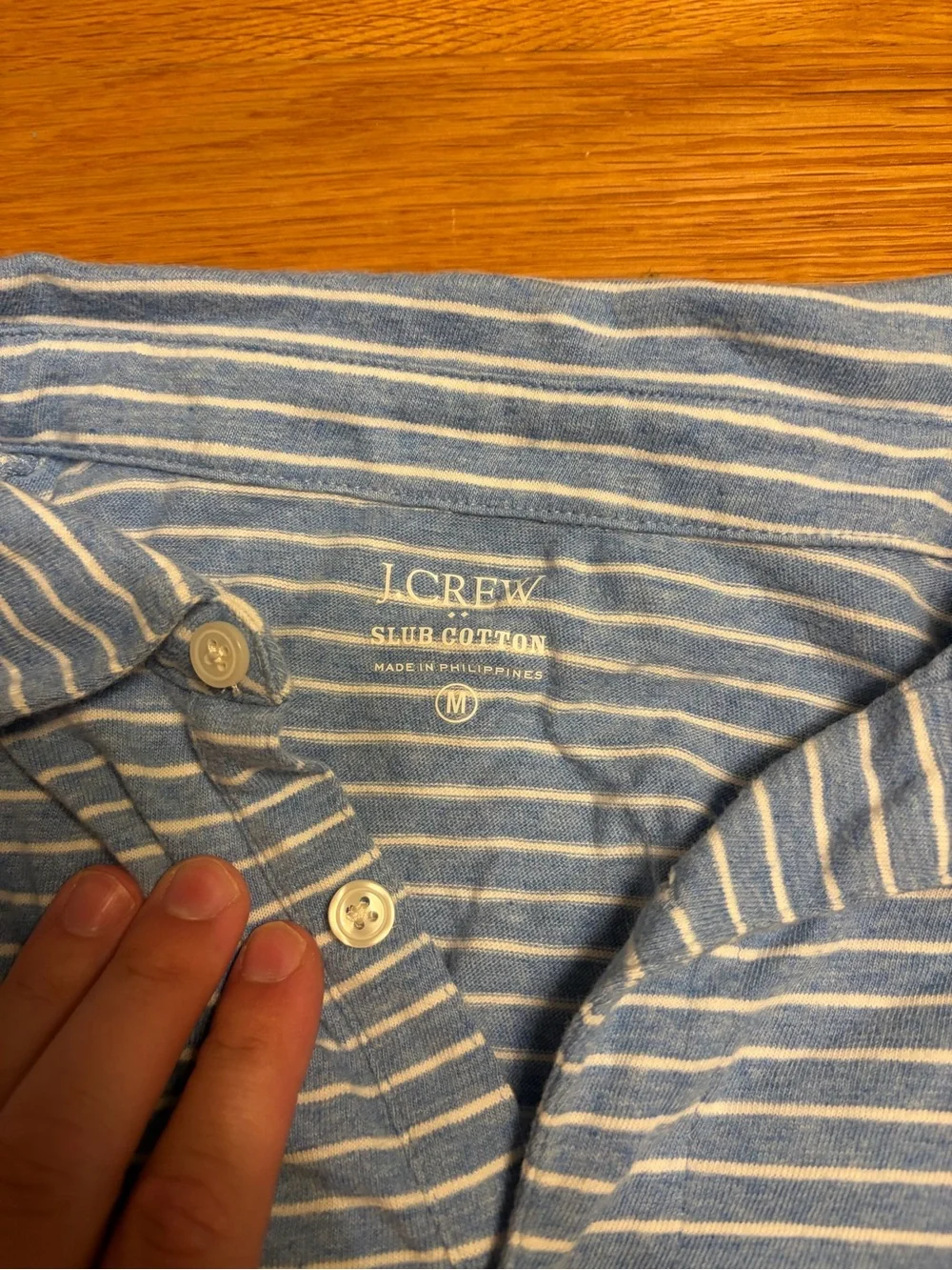 J. Crew Men's Blue & White Striped Polo